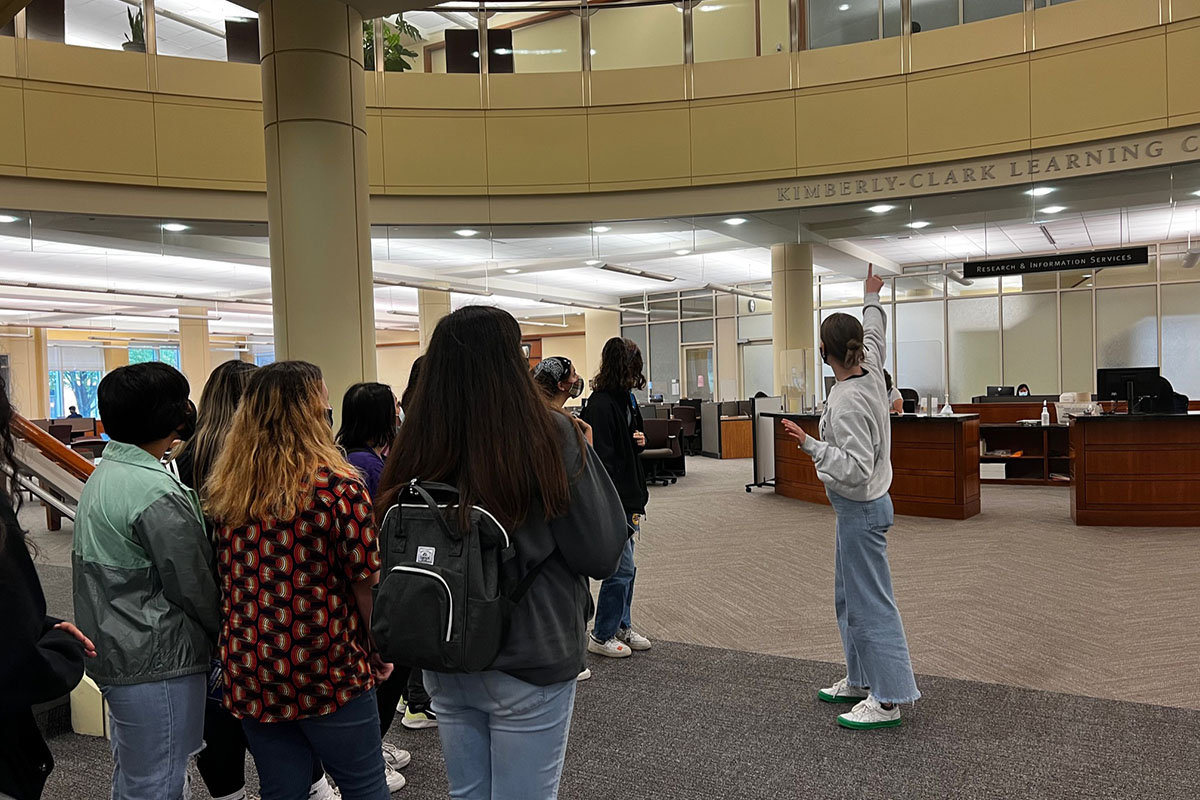 Green Bay West High School Students visit Learning Center at Marquette University Student Center.