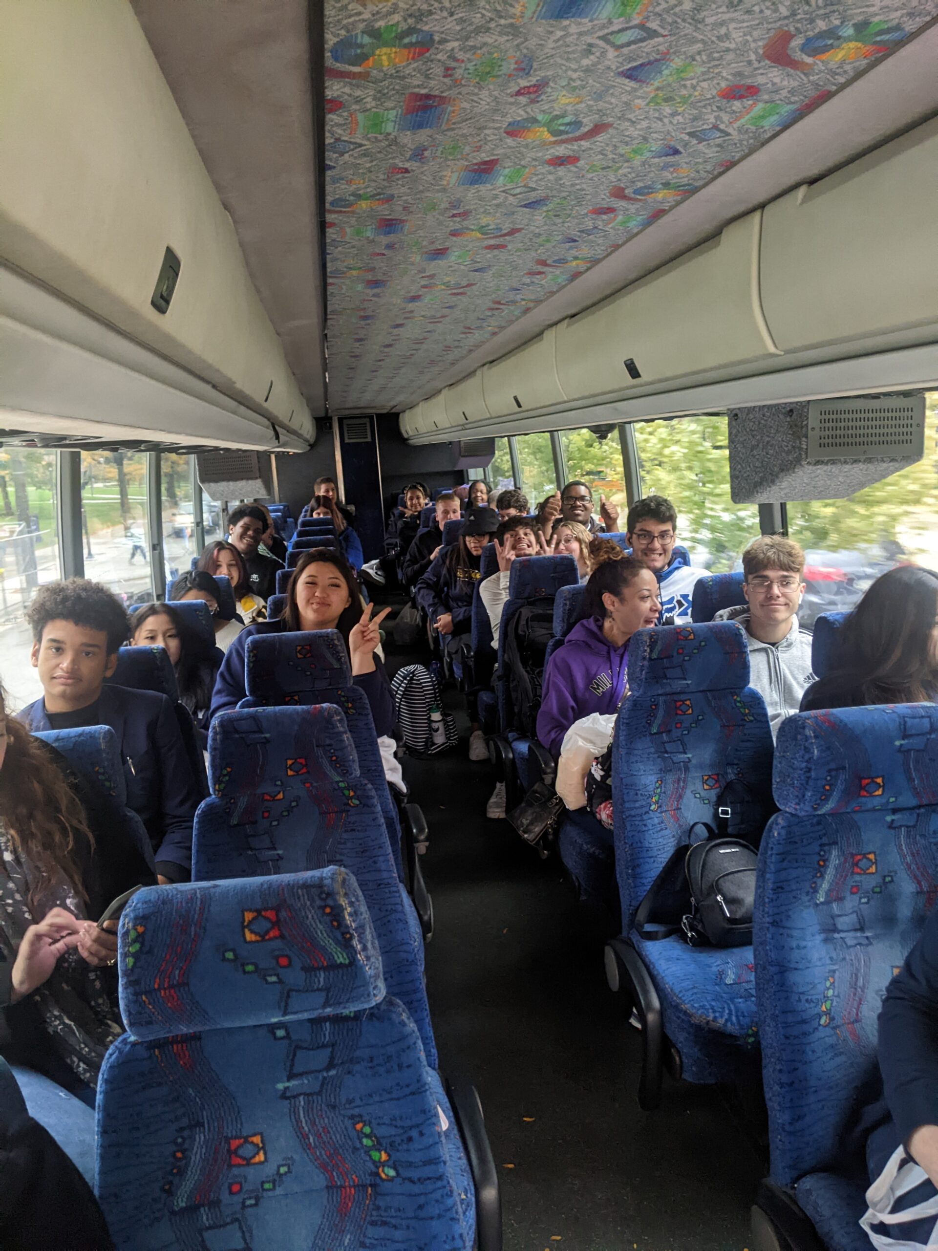 DGT students on the bus for Marquette University tour.