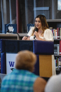 Suabnag Kong, student at Green Bay West High School speaks at the Do Great Things Initiative 2024 Scholarship Awards program.