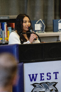 Alisa Lee, student at Green Bay West High School speaks at the Do Great Things Initiative 2024 Scholarship Awards program.