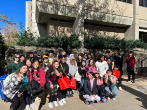 Green Bay West high school students pose for a picture on a tour of UW-Madison.