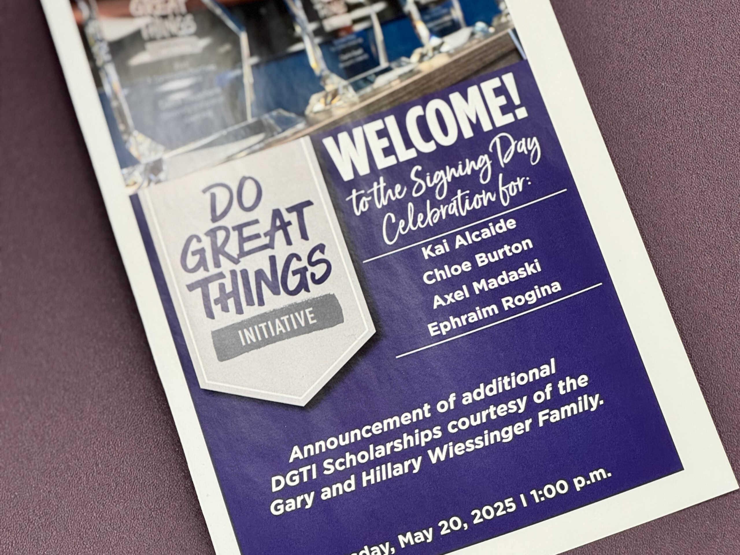 Program for Do Great Things Scholarship Event