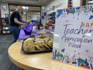 Food buffet of Green Bay West High School teacher appreciation week.