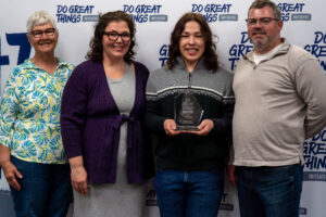 Andy Arauz with his family at the Do Great Things Initiative Scholarship Celebration in 2026.